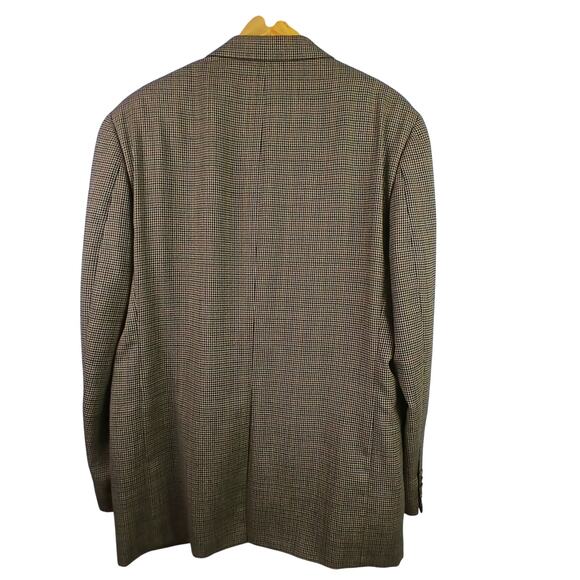 Lauren Ralph Lauren VTG 100% Wool Houndstooth Blazer Sport Coat Brown -Black-Tan - Picture 3 of 6